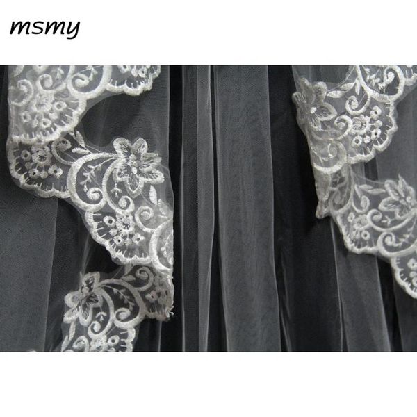 bridal veils vintage white ivory one layer wedding veil lace edged chapel length romantic with comb ready to ship, Black